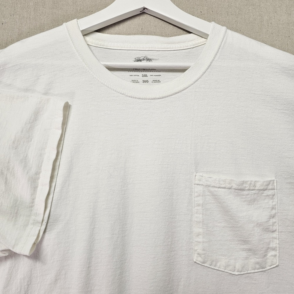 Fruit‎ of the Loom Men's 3XL White Pocket Tee 100% Cotton Heavyweight T-Shirt